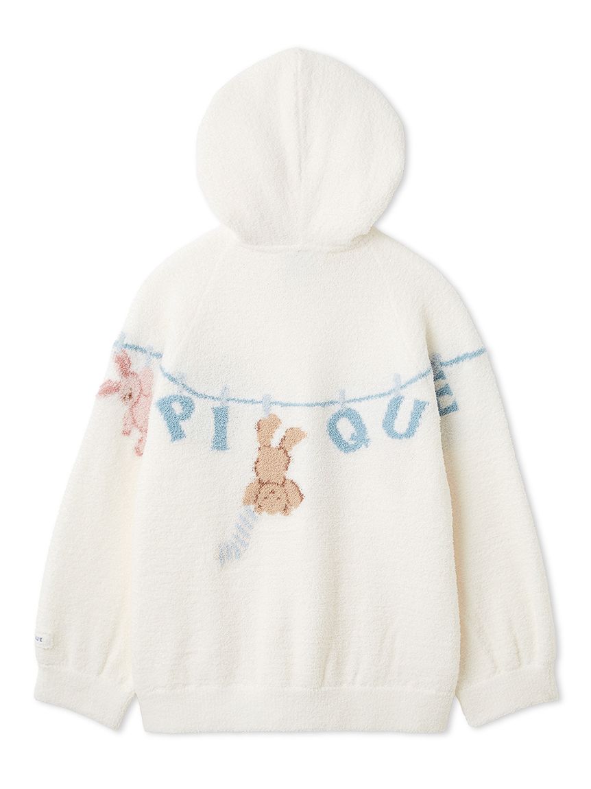 JUNIOR】エアリーモコウォッシングアニマルジャガードパーカ(トップス