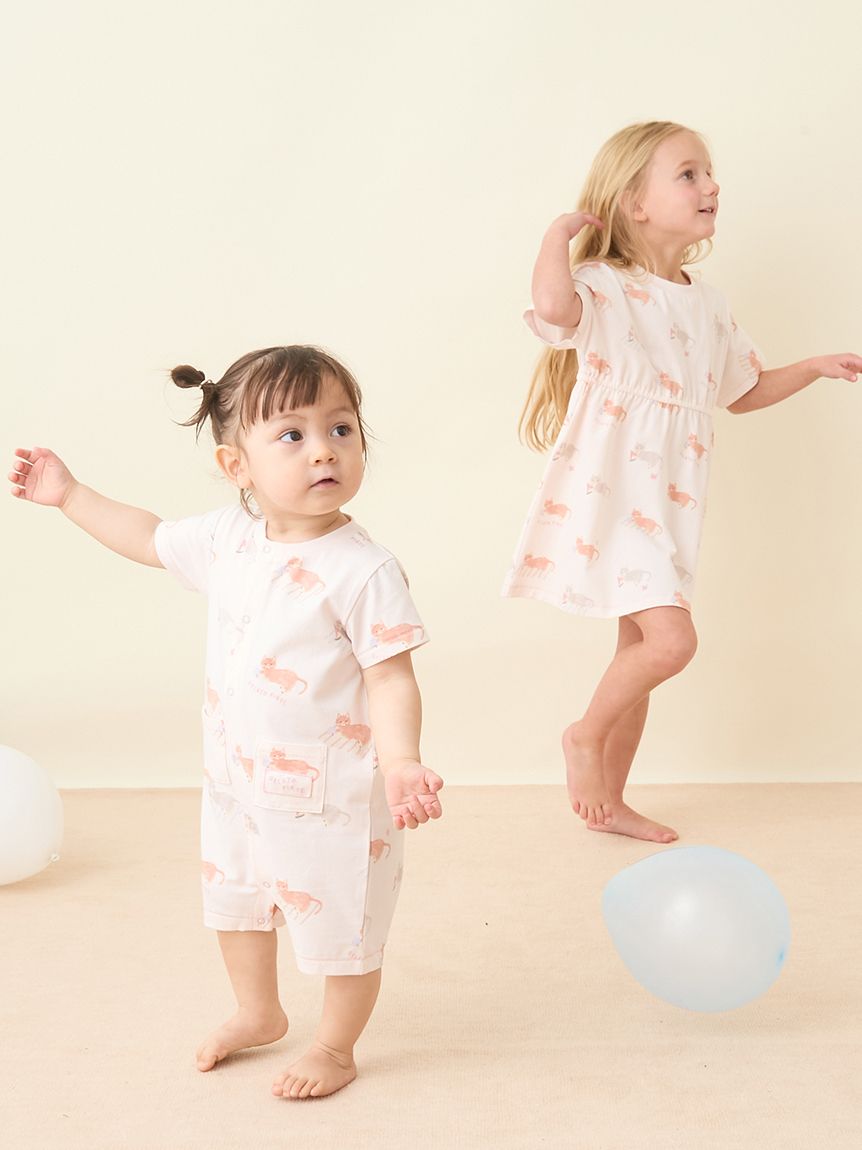 KIDS】シーサイドキャット柄半袖ワンピース(ワンピース)｜ルームウェア
