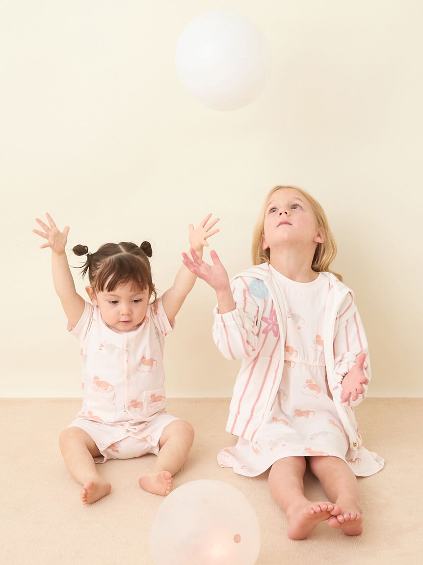 KIDS】シーサイドキャット柄半袖ワンピース(ワンピース)｜ルームウェア