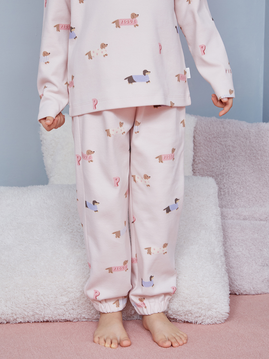 KIDS】ダックスフンド柄ロングパンツ(ロングパンツ)｜ルームウェア