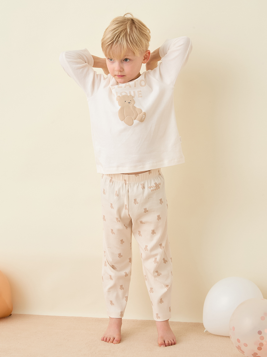 KIDS】ぬいぐるみ柄ロングパンツ(カットソー＆Tシャツ)｜ルームウェア