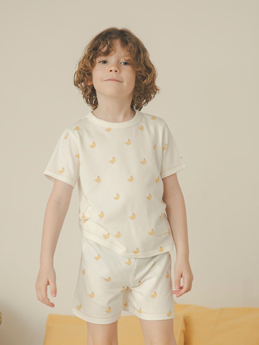KIDS】バナナ柄Tシャツ(カットソー＆Tシャツ)｜ルームウェア