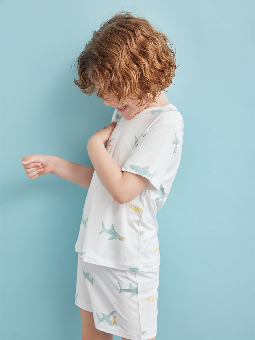 KIDS】【接触冷感】SHARK柄Tシャツ(カットソー＆Tシャツ