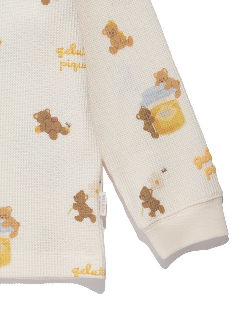 新品　ジェラートピケ　ベビモコ　はちみつベア　プルオーバー　ルームウェア ベビモコはちみつベアジャガードプルオーバー（ルームウェア