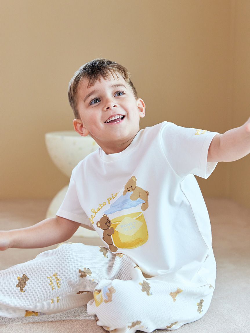 KIDS】はちみつベア柄ワンポイントTシャツ(カットソー＆Tシャツ