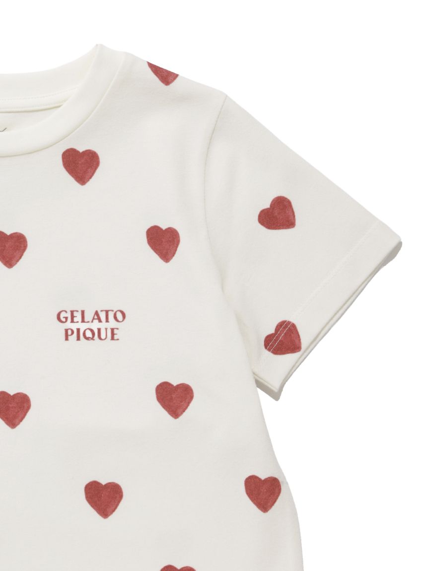 新品・タグ付き！　ｇｅｌａｔｏ ｐｉｑｕｅ　Ｋｉｄｓ　ハートモチーフセットアップ KIDS】ハート柄Tシャツ(カットソー＆Tシャツ)｜ルームウェア