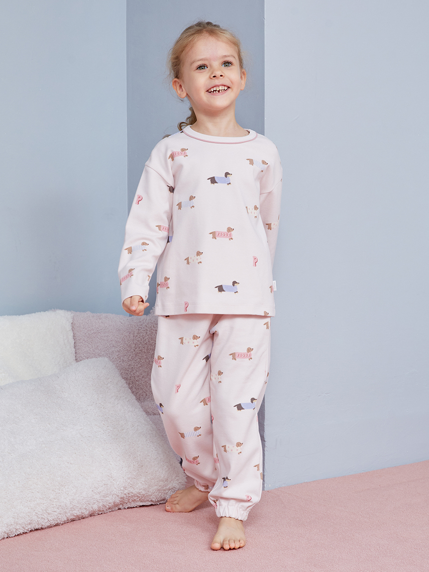 KIDS】ダックスフンド柄ロンT(カットソー＆Tシャツ)｜ルームウェア