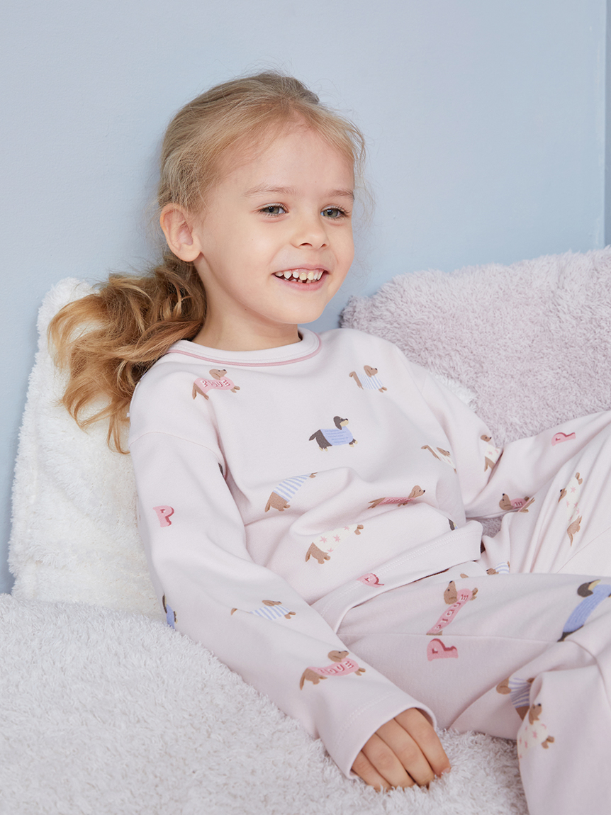 KIDS】ダックスフンド柄ロンT(カットソー＆Tシャツ)｜ルームウェア