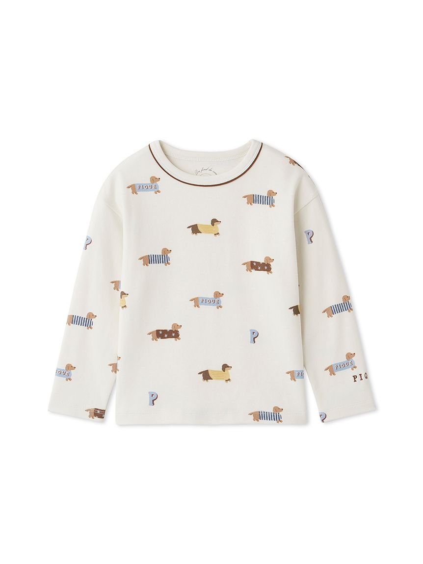 KIDS】ダックスフンド柄ロンT(カットソー＆Tシャツ)｜ルームウェア