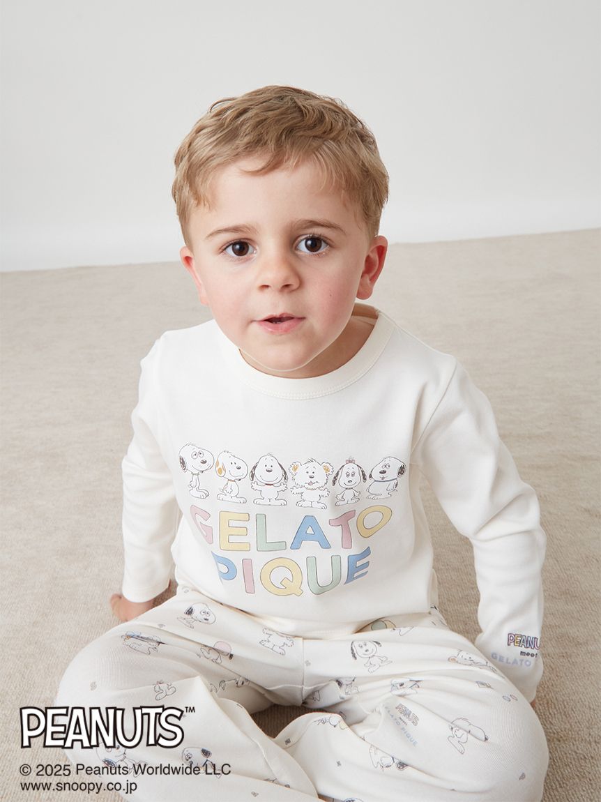 【新品・未開封】ジェラートピケ×スヌーピー　ワンポイントロンT 　ホワイト PEANUTS PUPPIES】【BABY】ワンポイントロンT(カットソー＆Tシャツ