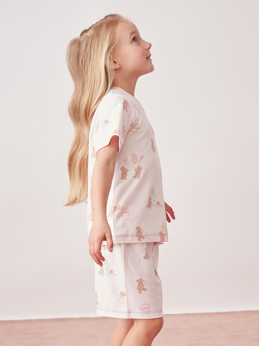 KIDS】【接触冷感】アイスクリームベア柄Tシャツ(カットソー＆Tシャツ
