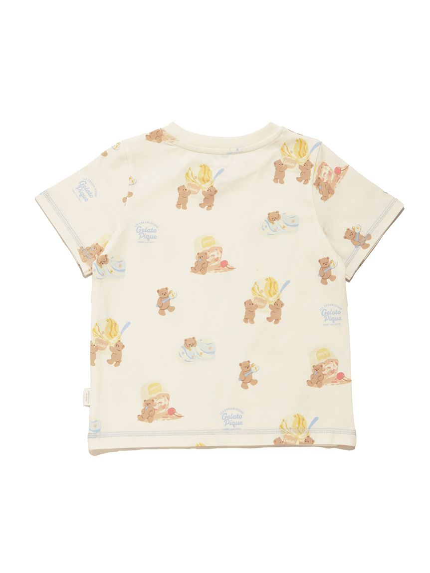 KIDS】【接触冷感】アイスクリームベア柄Tシャツ(カットソー＆Tシャツ