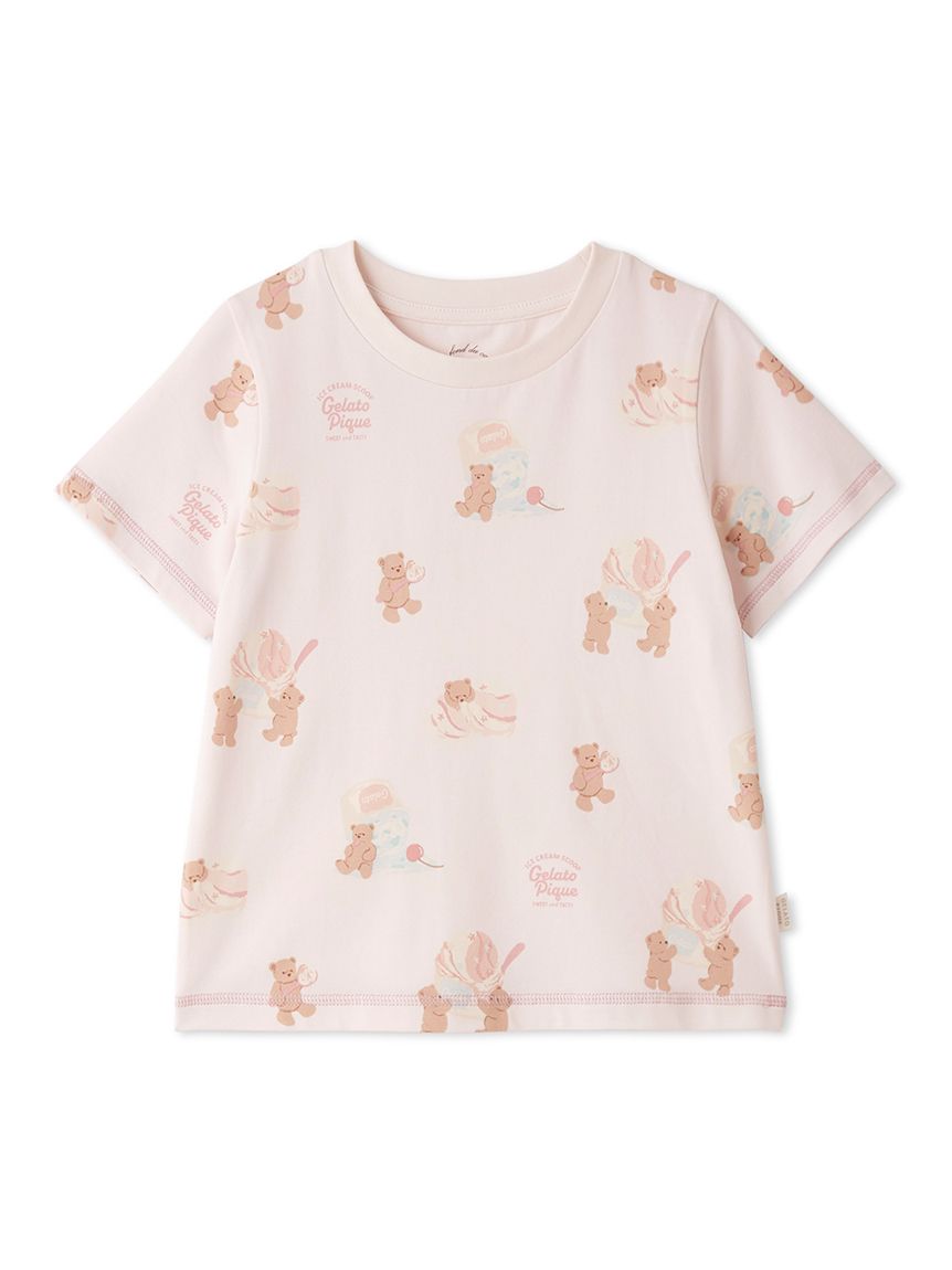 KIDS】【接触冷感】アイスクリームベア柄Tシャツ(カットソー＆Tシャツ