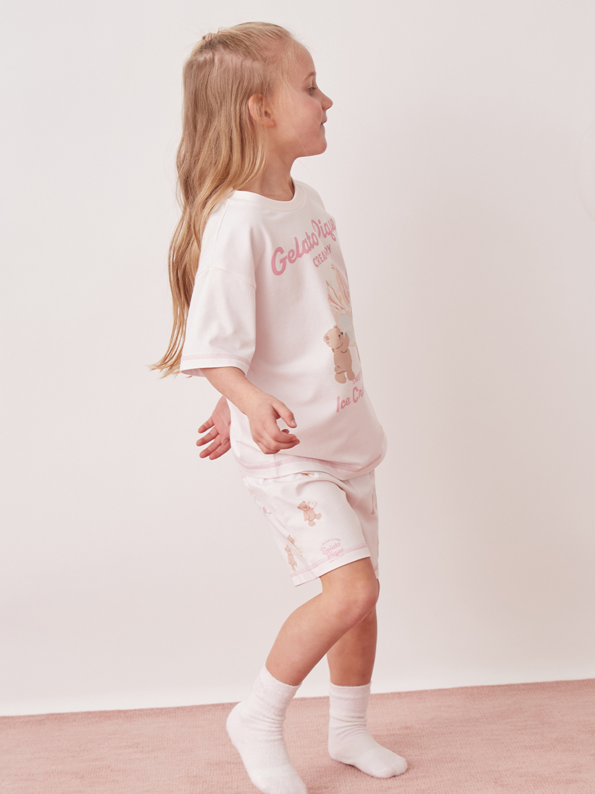 KIDS】【接触冷感】アイスクリームベアワンポイントTシャツ(カットソー