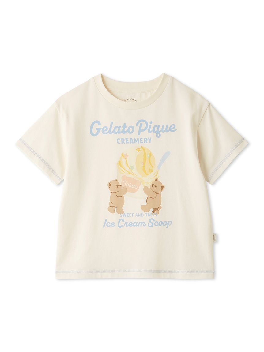 KIDS】【接触冷感】アイスクリームベアワンポイントTシャツ(カットソー