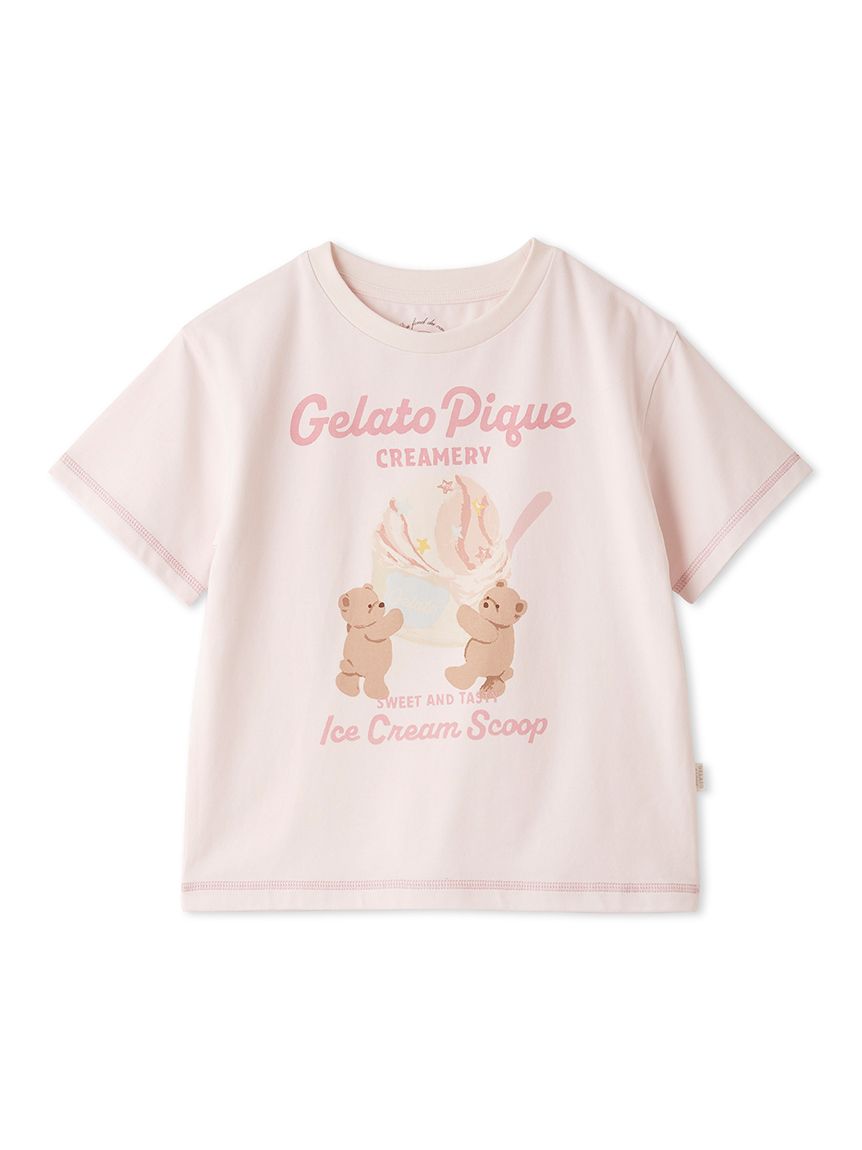 KIDS】【接触冷感】アイスクリームベアワンポイントTシャツ(カットソー