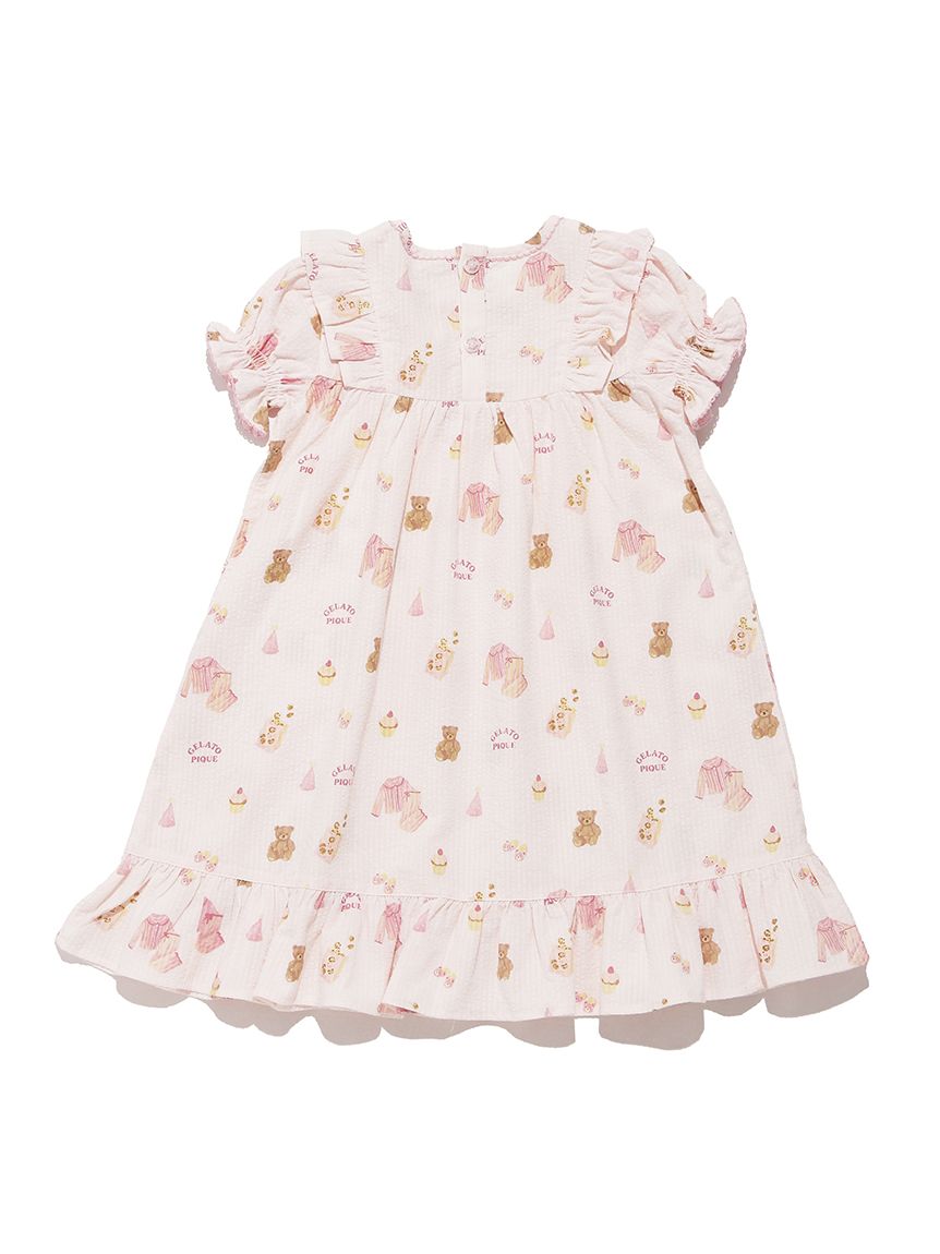 KIDS】パジャマパーティー柄シャーリングワンピース(ワンピース