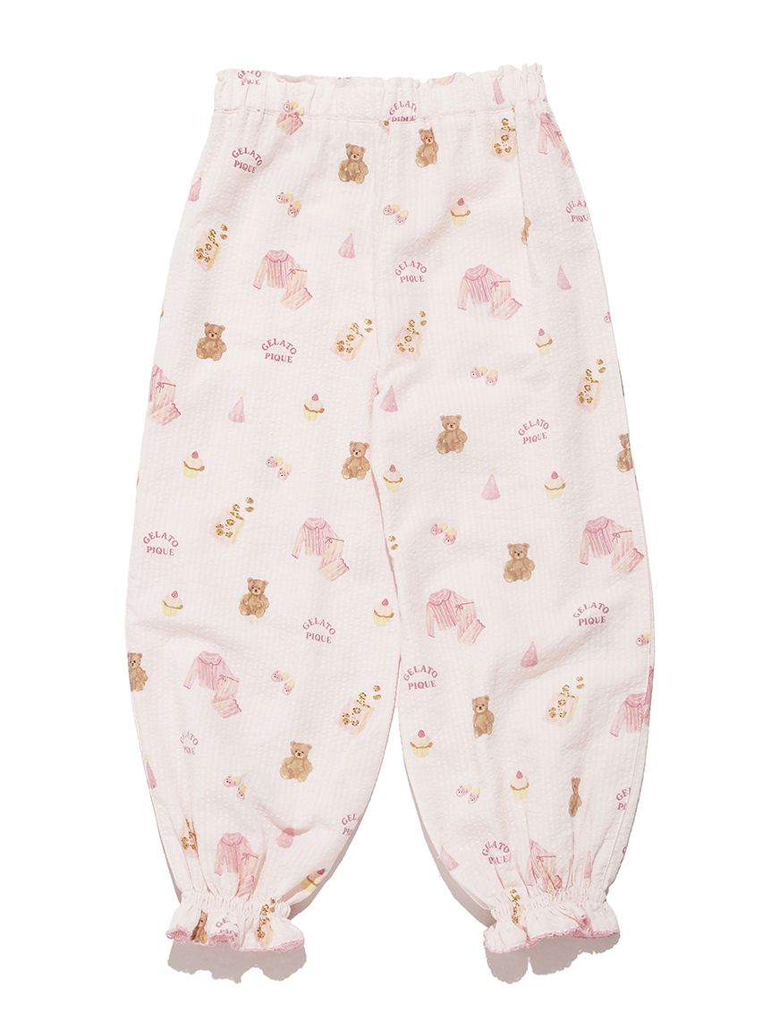 【める】パジャマパーティー KIDS】パジャマパーティー柄シャーリングロングパンツ(ロングパンツ