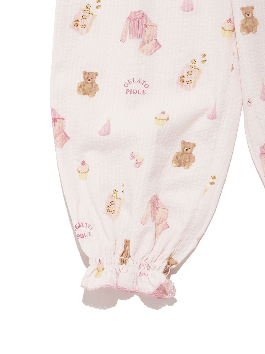 KIDS】パジャマパーティー柄シャーリングロングパンツ(ロングパンツ