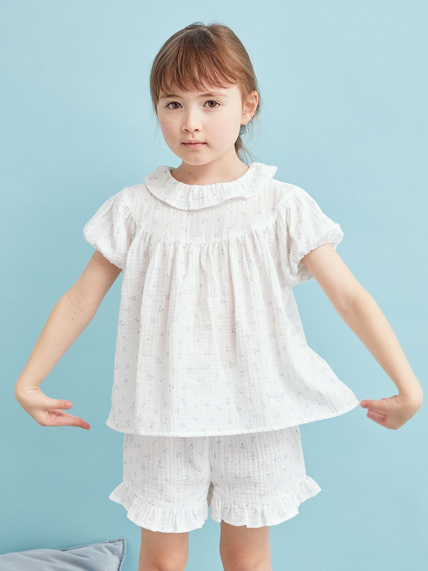 販路限定】【KIDS】リトルフラワー柄ガーゼプルオーバー