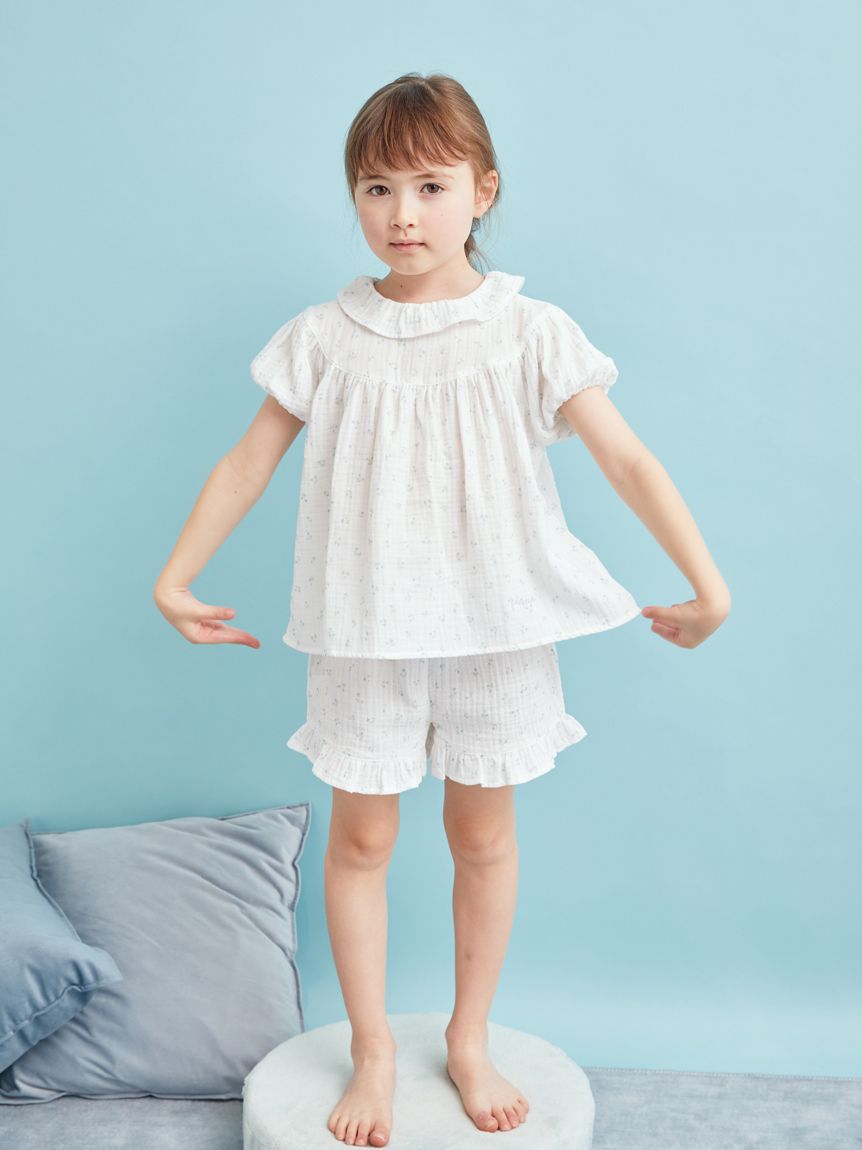 販路限定】【KIDS】リトルフラワー柄ガーゼプルオーバー