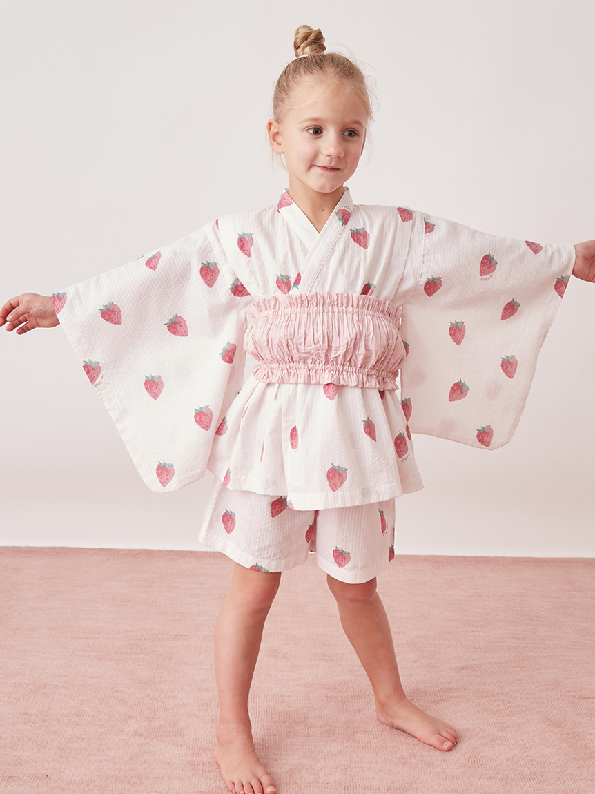 ヒスミニ パンダ柄ピンク甚平 美品 KIDS】帯付き甚平(ショートパンツ)｜ルームウェア・パジャマ通販の