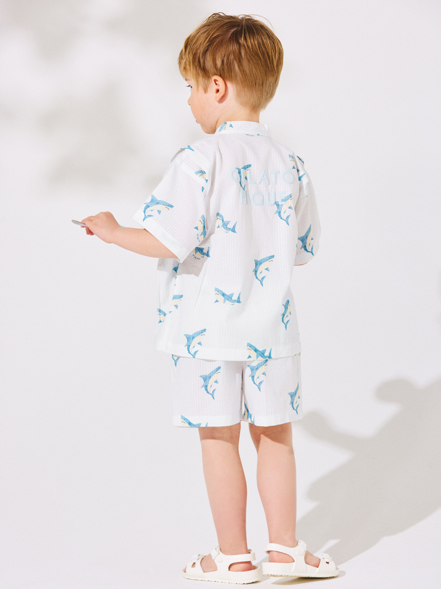 【ジェラート ピケ】【KIDS】アヒル柄　甚平セット　110〜130 KIDS】甚平(ショートパンツ)｜ルームウェア・パジャマ通販の