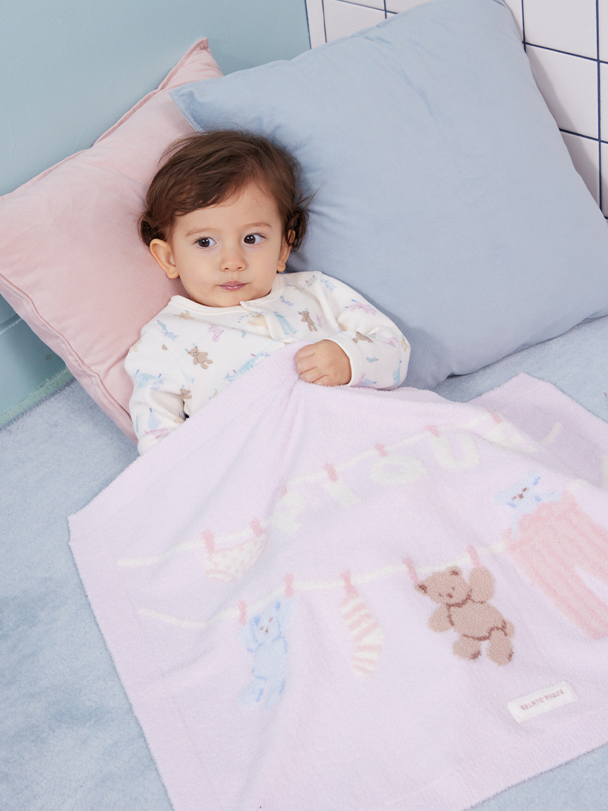 KIDS】エアリーモコウォッシングアニマルジャガードブランケット