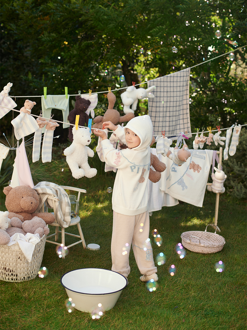 KIDS】エアリーモコウォッシングアニマルジャガードロングパンツ