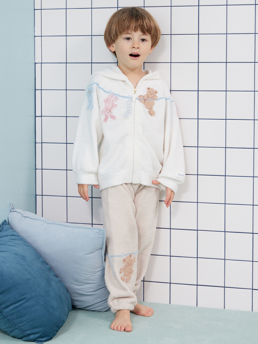 KIDS】エアリーモコウォッシングアニマルジャガードロングパンツ