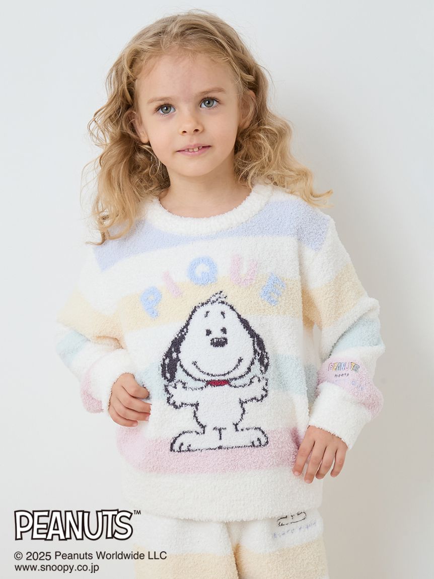 ジェラートピケ　PEANUTS ベビモコプルオーバー＆ロングパンツ スヌーピー 新品 ジェラートピケ スヌーピー ベビモコプルオーバー&ワンポイント