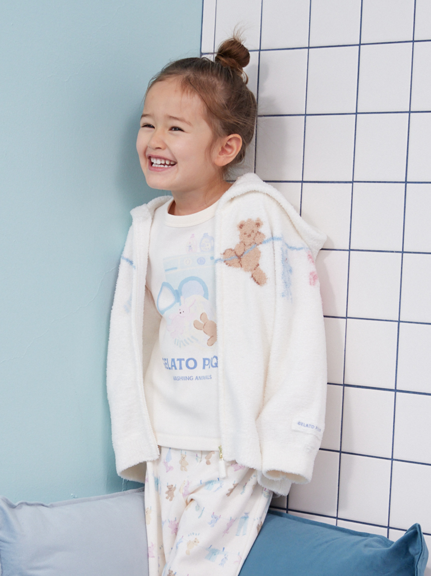 KIDS】エアリーモコウォッシングアニマルジャガードパーカ(パーカ