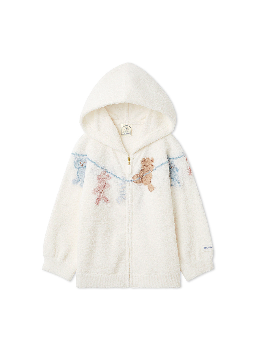 KIDS】エアリーモコウォッシングアニマルジャガードパーカ(パーカ