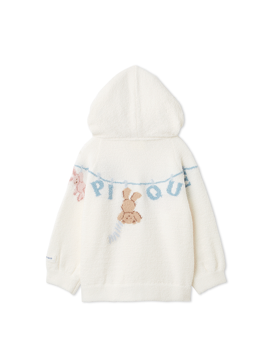 KIDS】エアリーモコウォッシングアニマルジャガードパーカ(パーカ