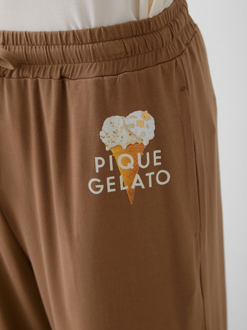 レーヨンロゴロンT&ロングパンツ セール】【接触冷感】レーヨンロゴ柄ロングパンツ（ルームウェア