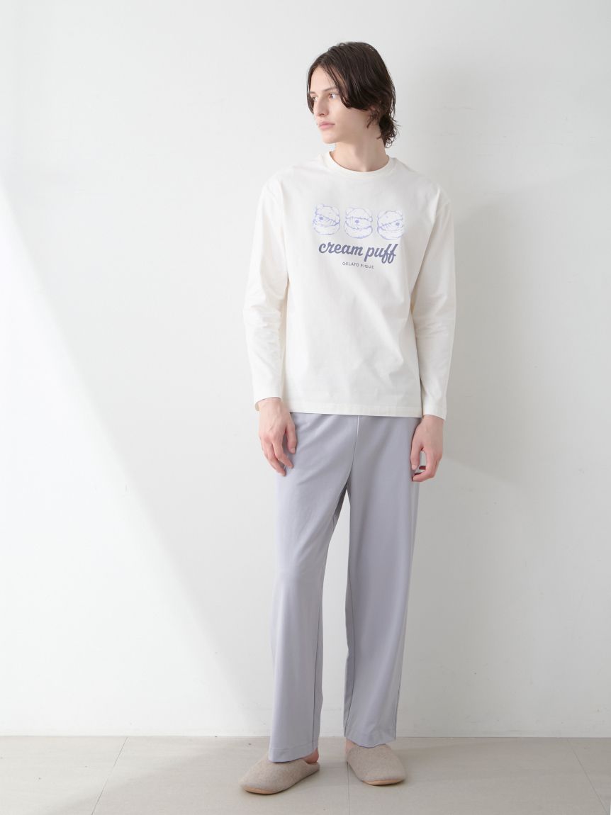 【新品未使用】gelato pique  15th ロゴ刺繍サテンロングパンツ MMサテン苺セット（サテンストロベリー刺繍シャツ＋サテン