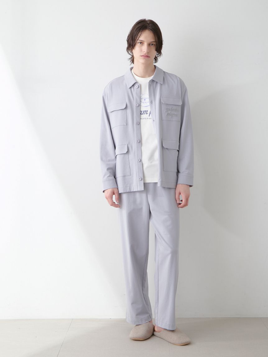 HOMME】ミニ裏毛ワンポイントロゴ刺繍ロングパンツ(ロングパンツ
