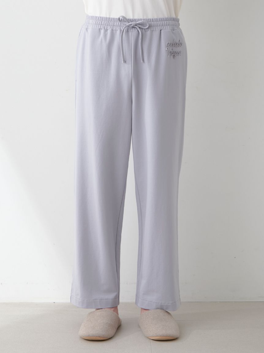 HOMME】ミニ裏毛ワンポイントロゴ刺繍ロングパンツ(ロングパンツ