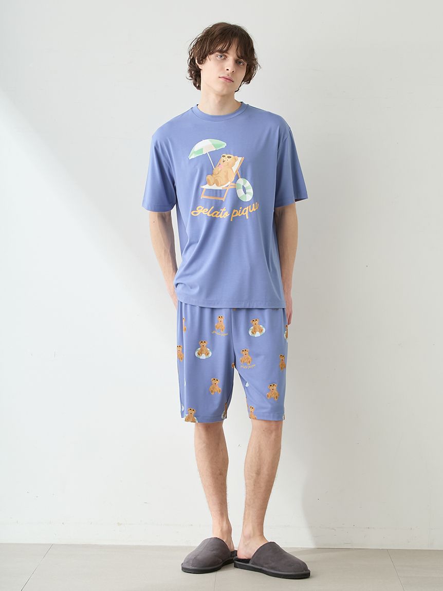 HOMME】【接触冷感】サマーベア柄ハーフパンツ(ハーフパンツ)｜ルーム