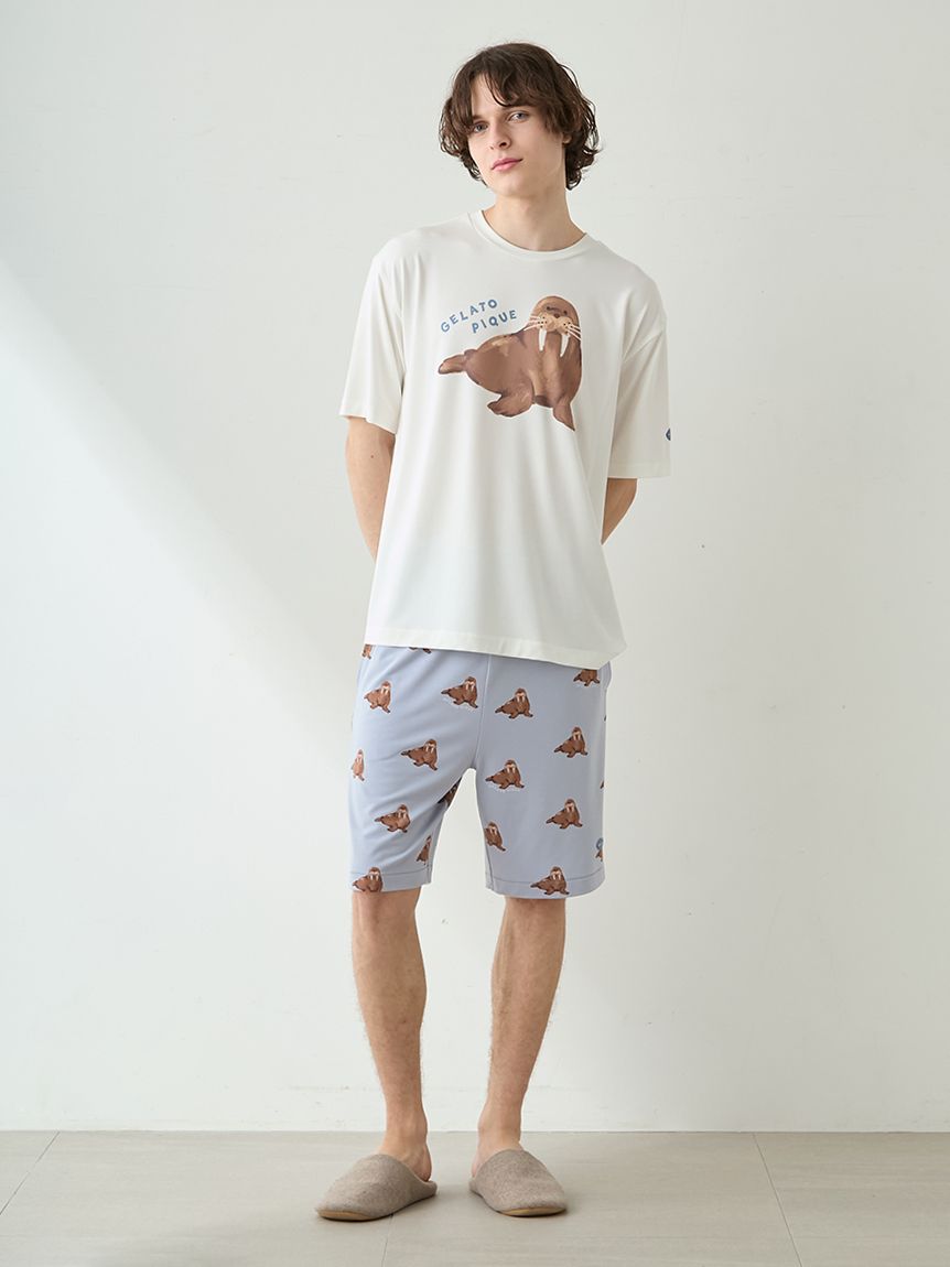 HOMME】【接触冷感】シーアニマル柄ハーフパンツ(ハーフパンツ