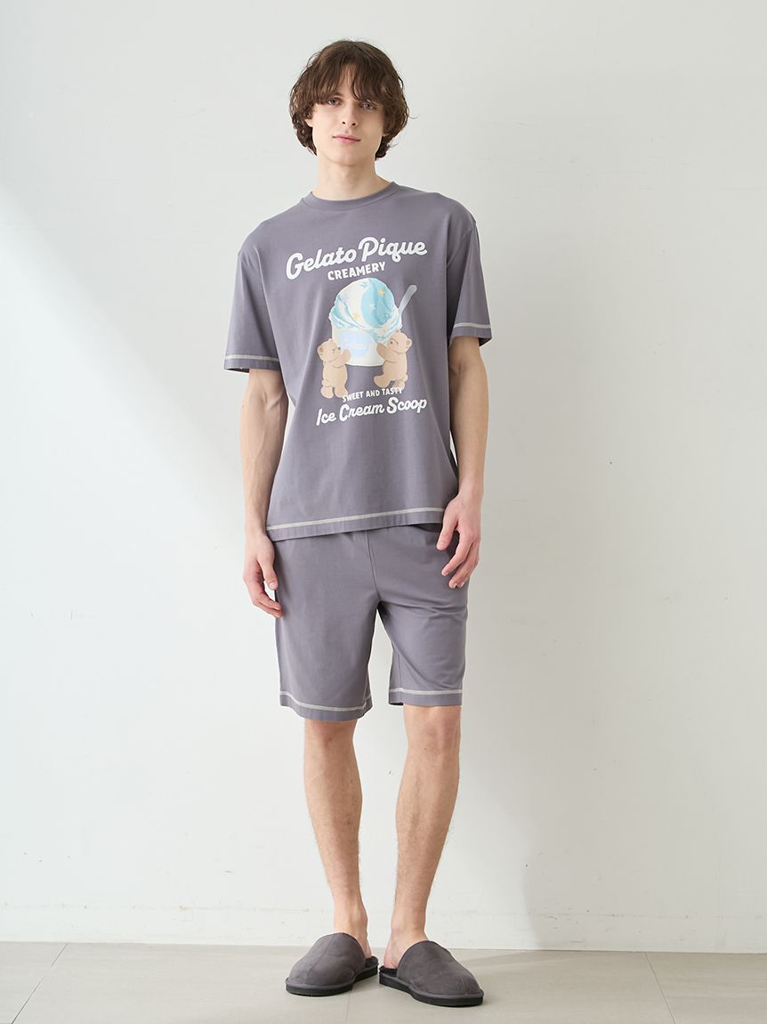 HOMME】【接触冷感】アイスクリームベアワンポイントハーフパンツ