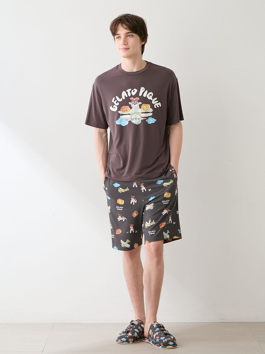 ヒラノトシユキ】【HOMME】【接触冷感】PLANEDOG柄プリントハーフ