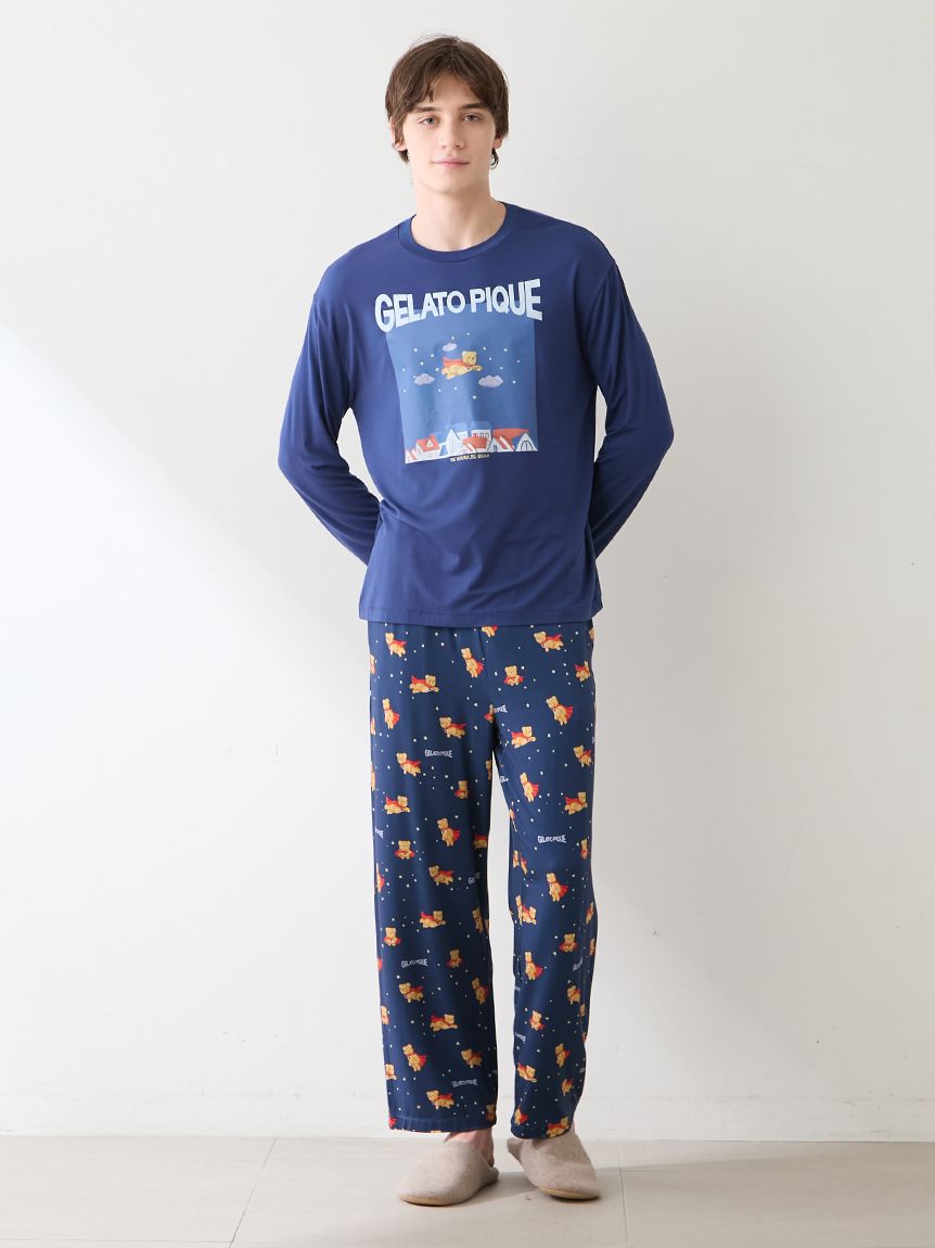 HOMME】【抗菌防臭】レーヨンヒーローベア柄ロングパンツ(ロングパンツ