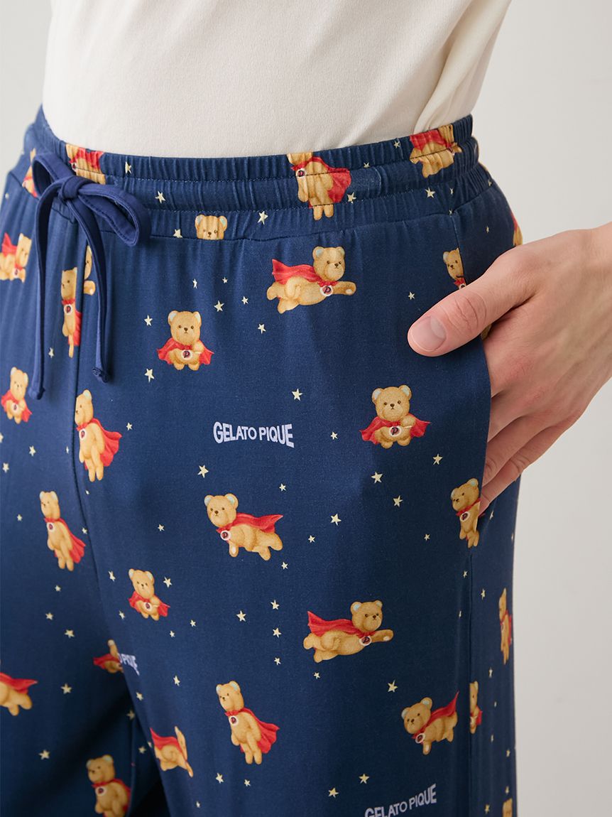 HOMME】【抗菌防臭】レーヨンヒーローベア柄ロングパンツ(ロングパンツ