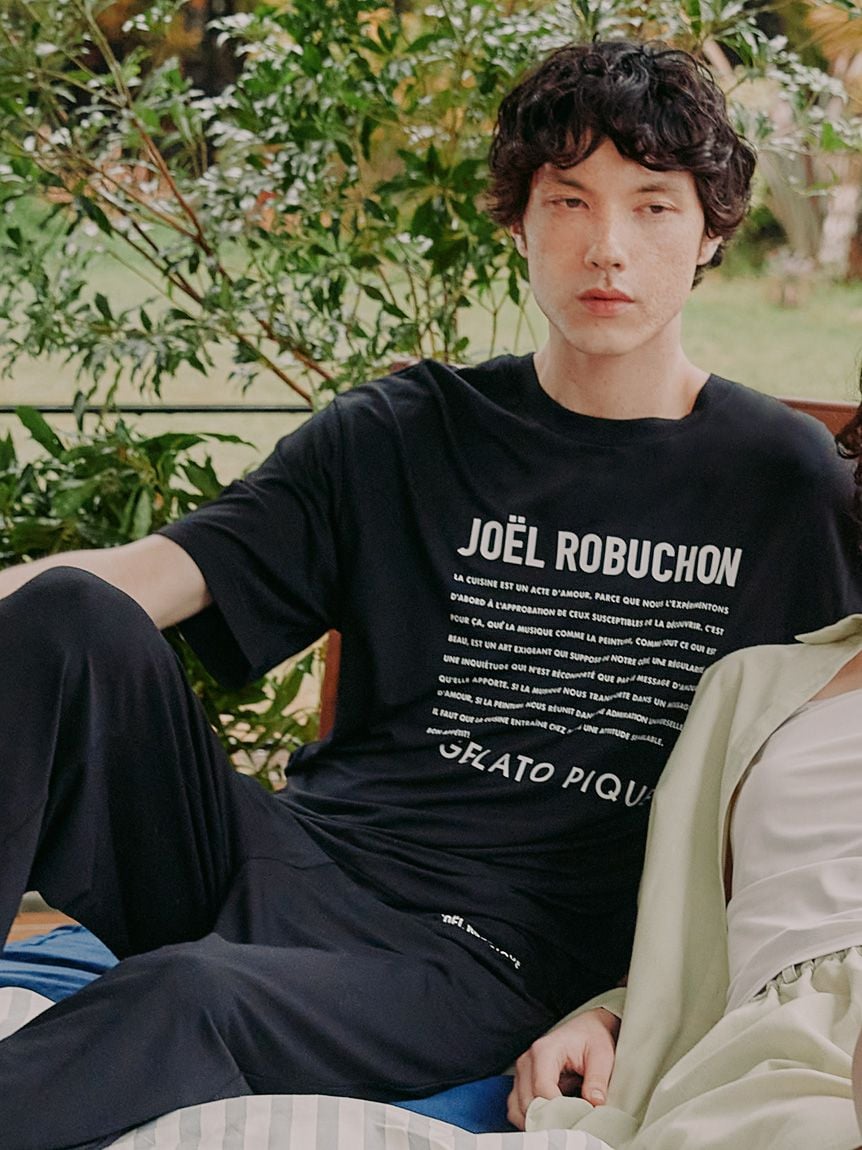 接触冷感】【JOEL ROBUCHON】【HOMME】レーヨンロゴTシャツ(カットソー 
