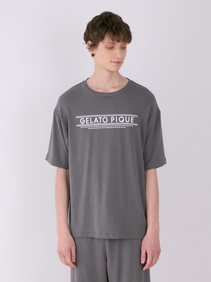 HOMME】レーヨンラインロゴTシャツ&ハーフパンツセット(カットソー・Tシャツ)｜ルームウェア・パジャマ通販のgelatopique（ジェラートピケ ）公式サイト