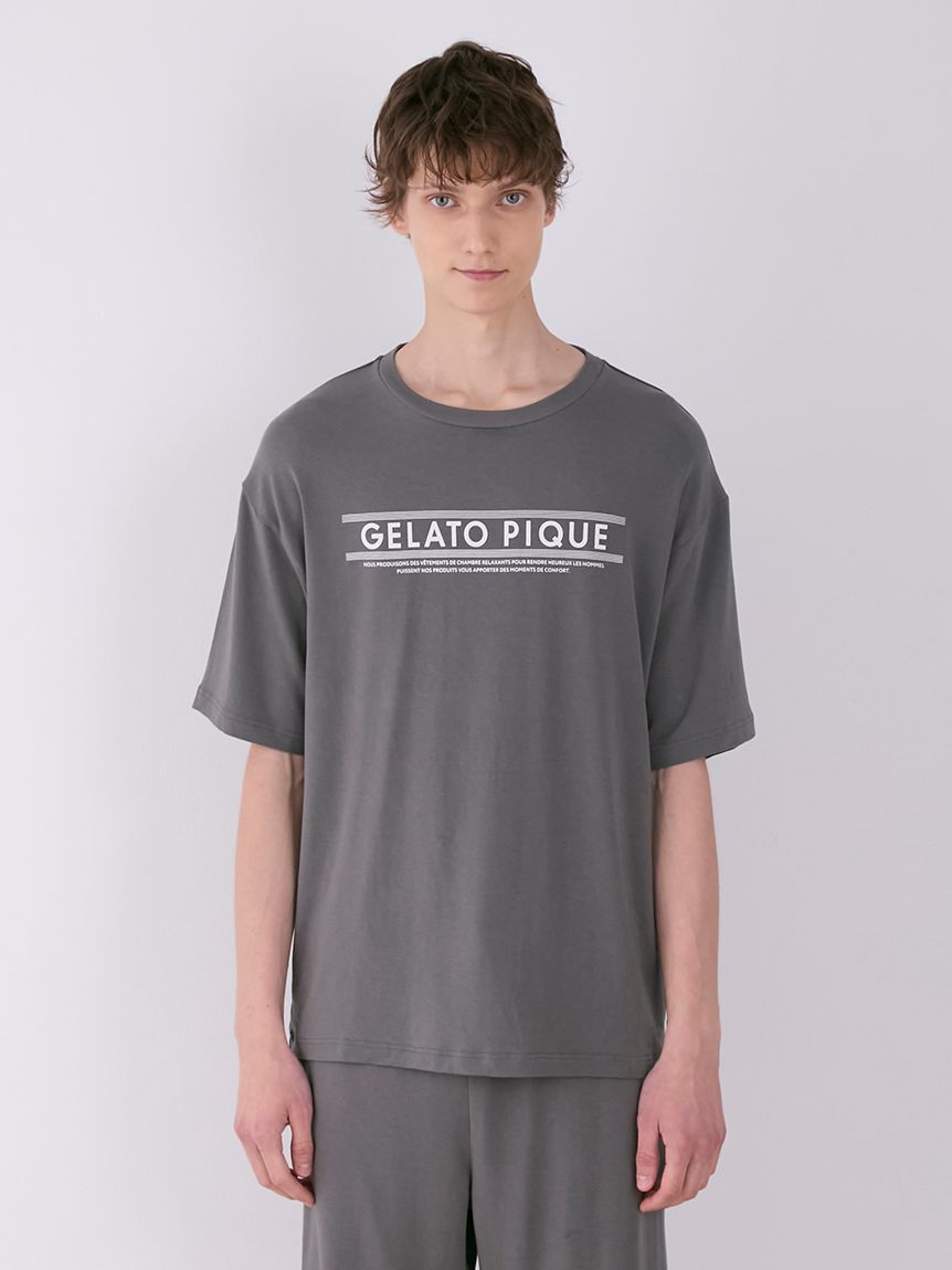 HOMME】レーヨンラインロゴTシャツ&ハーフパンツセット(カットソー・Tシャツ)｜ルームウェア・パジャマ通販のgelatopique（ジェラートピケ ）公式サイト