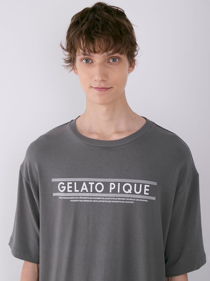 HOMME】レーヨンラインロゴTシャツ&ハーフパンツセット(カットソー・Tシャツ)｜ルームウェア・パジャマ通販のgelatopique（ジェラートピケ ）公式サイト