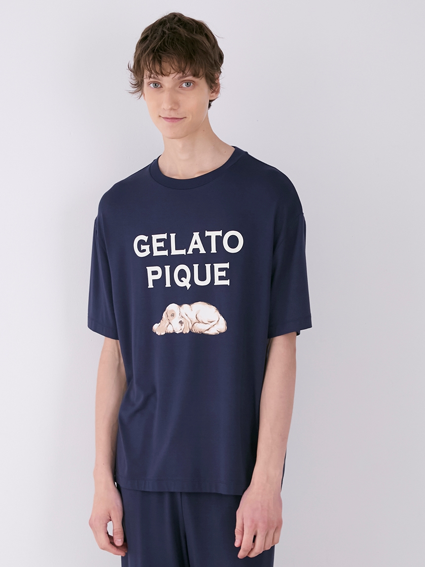 HOMME】ドッグ柄ワンポイントTシャツ(カットソー・Tシャツ)｜ルームウェア・パジャマ通販のgelatopique（ジェラートピケ）公式サイト