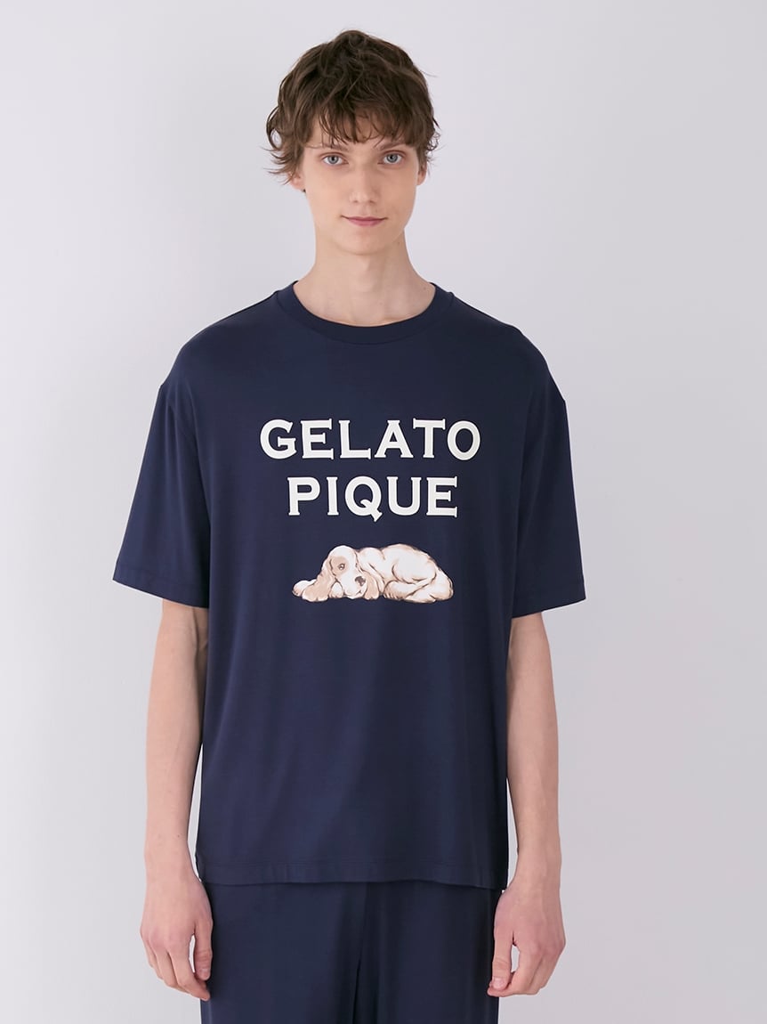 HOMME】ドッグ柄ワンポイントTシャツ(カットソー・Tシャツ)｜ルームウェア・パジャマ通販のgelatopique（ジェラートピケ）公式サイト